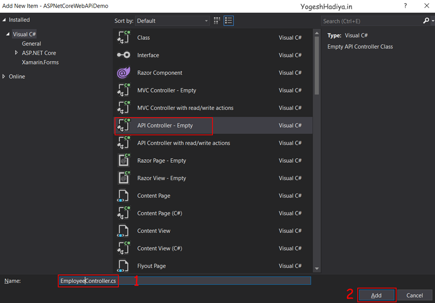 Create ASP.NET Core Web API With Entity Framework Code First Approach